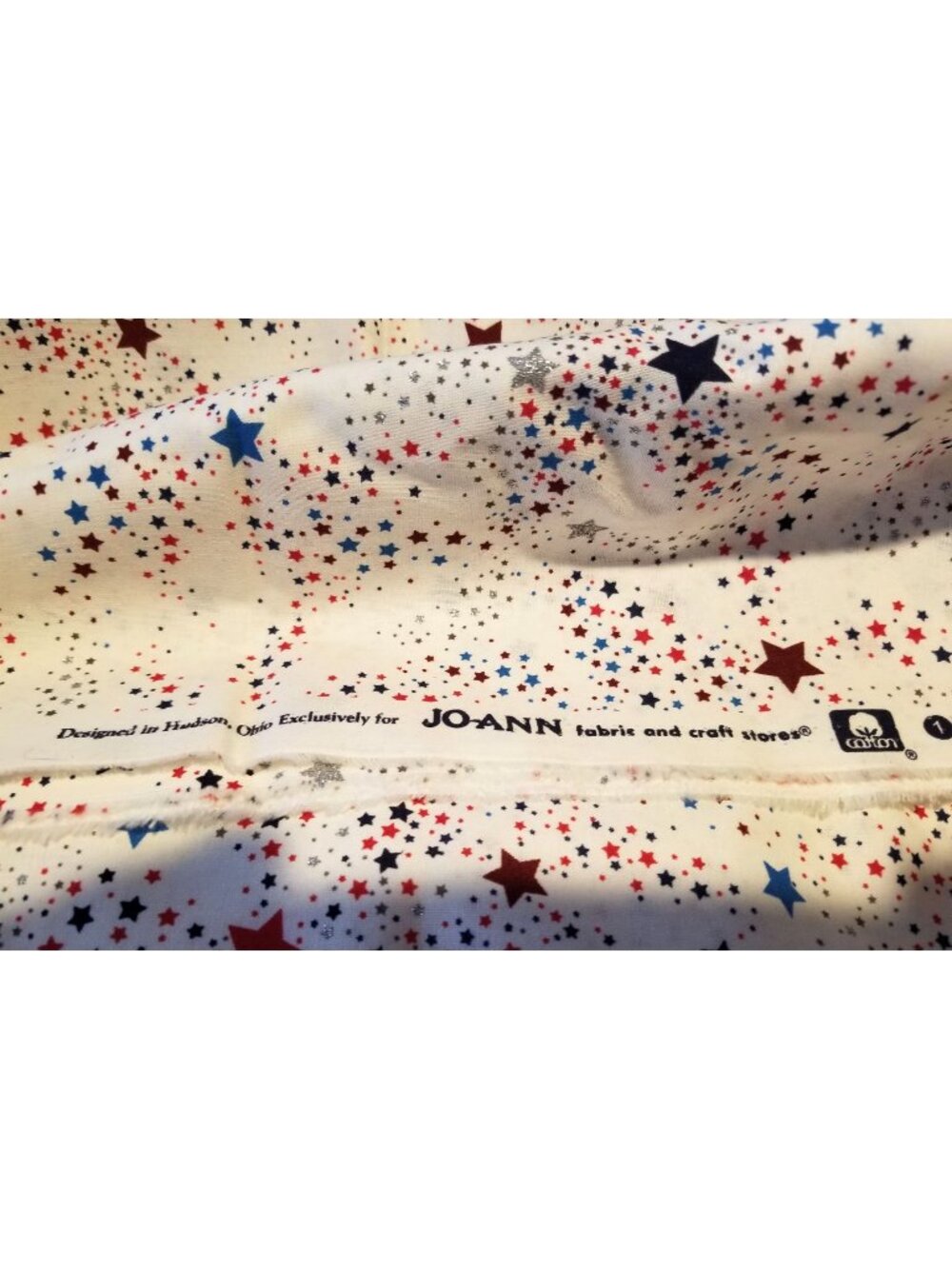 Material Joann Exclusive Cotton Fabric Red White Blue Glitter Stars 1 Yard